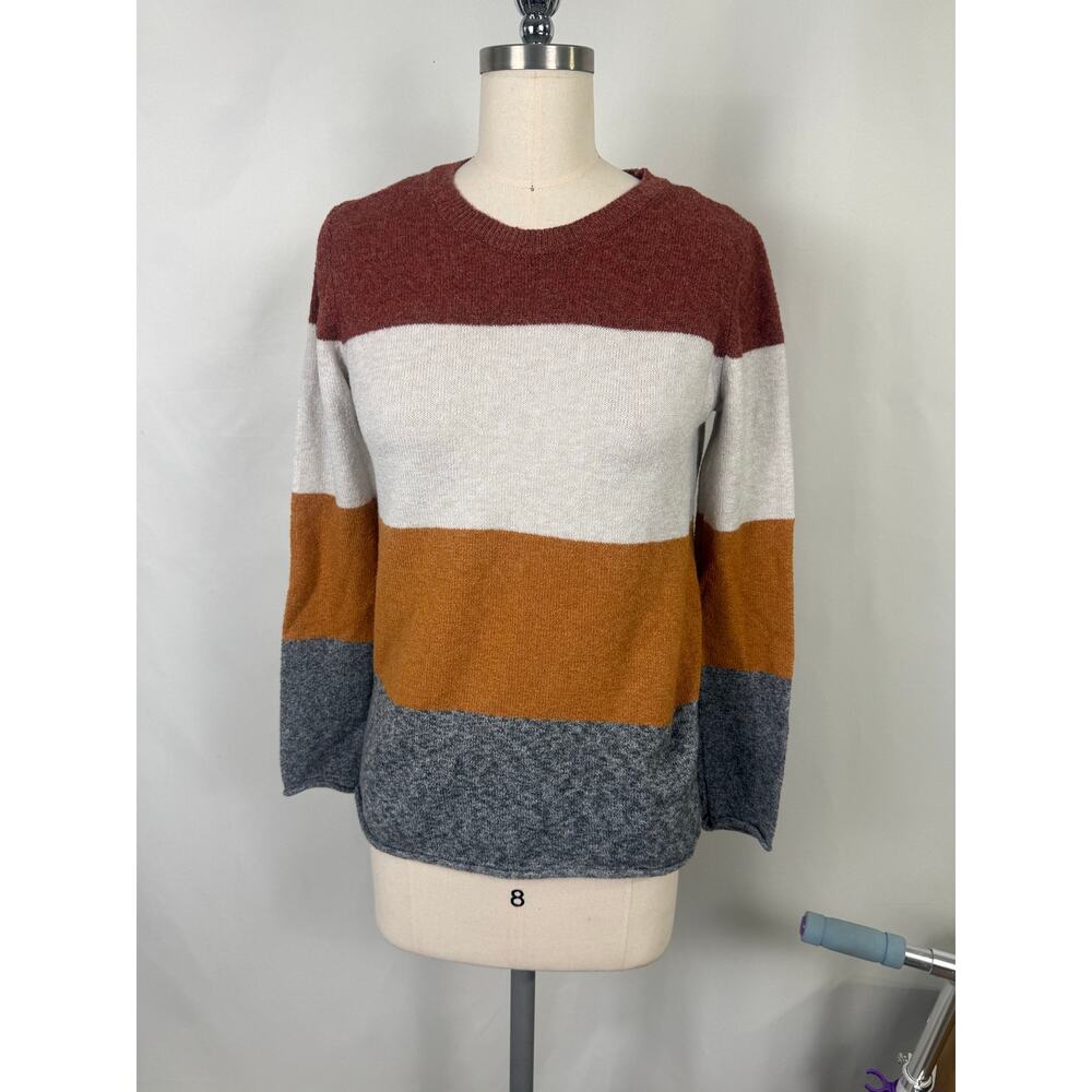 Pinque Small Striped Fall Color Sweater‎ Soft Lounge Preppy Lightweight Teacher